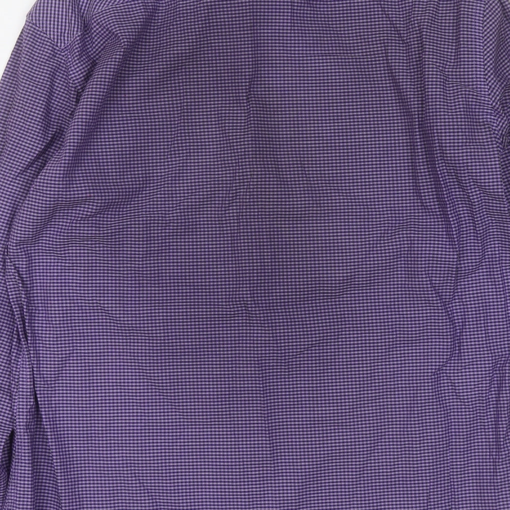 Autograph Mens Purple Plaid Cotton Button-Up Size L Collared