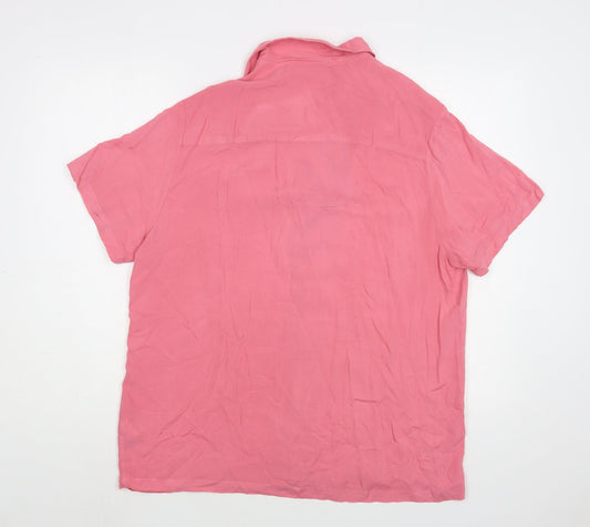 ASOS Mens Pink Viscose Button-Up Size S Button