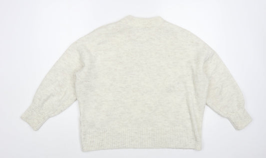 F&F Womens Grey Crew Neck Acrylic Pullover Jumper Size 8