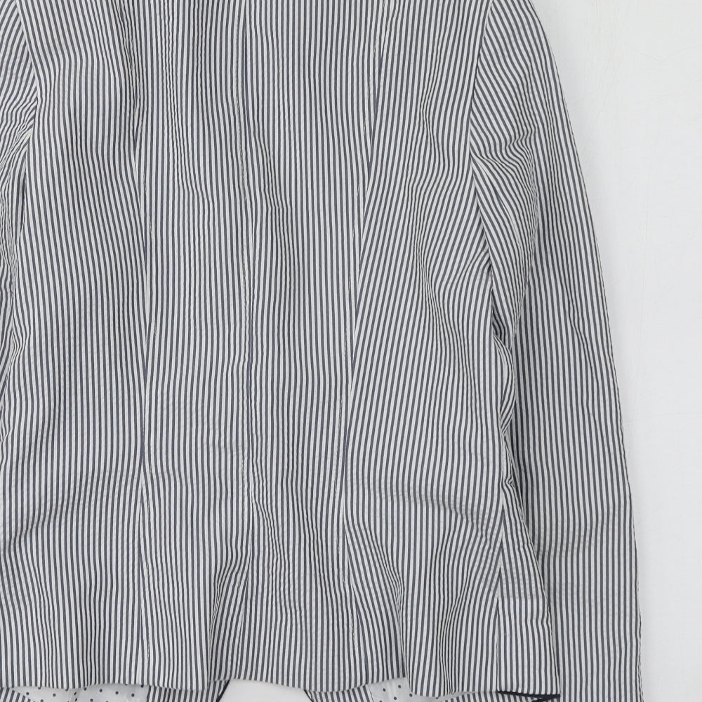 Atmosphere Womens Blue Striped Polyacrylate Fibre Jacket Suit Jacket Size 10