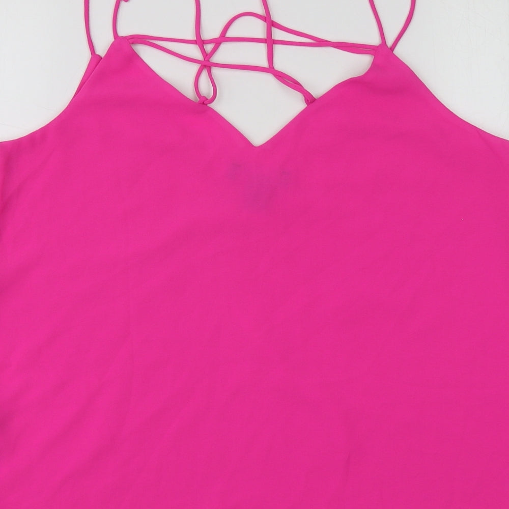 Womens UK Size 10 New Look Pink Basic Blouse