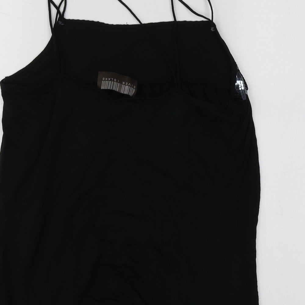 Womens UK Size 12 River Island Black Basic T-Shirt