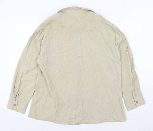 SheIn Womens Beige Polyester Basic Button-Up Size M Collared