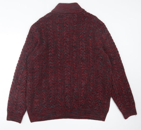 NEXT Mens Red High Neck Cotton Pullover Jumper Size XL