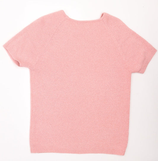 Berkertex Womens Pink Acrylic Basic T-Shirt Size 10 Crew Neck