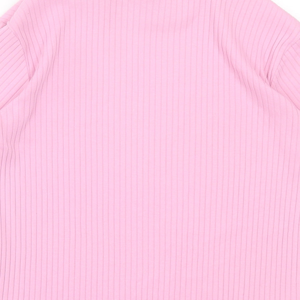 Womens UK Size 12 Joie de Vivre Pink Basic T-Shirt
