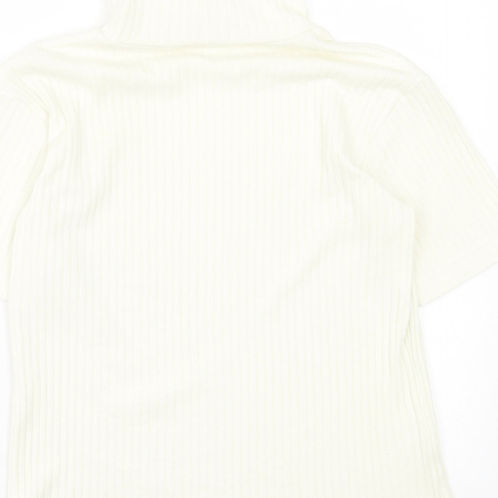 Womens UK Size 10 Joie de Vivre Ivory Basic T-Shirt