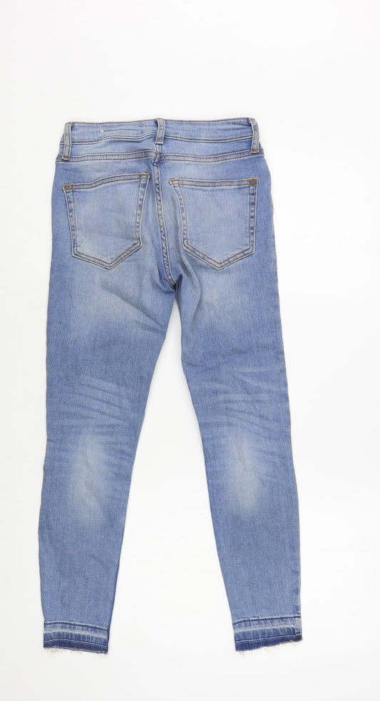 Mango Womens Blue Cotton Skinny Jeans Size 4 L25 in Regular Button