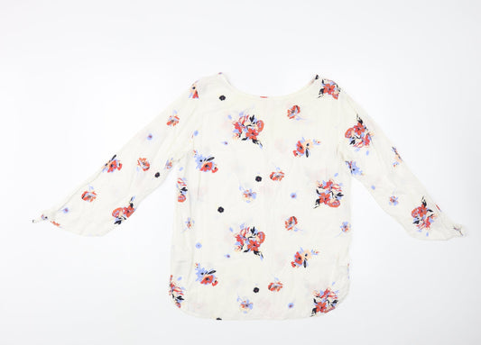 Womens UK Size 12 Rainbow White Basic Blouse