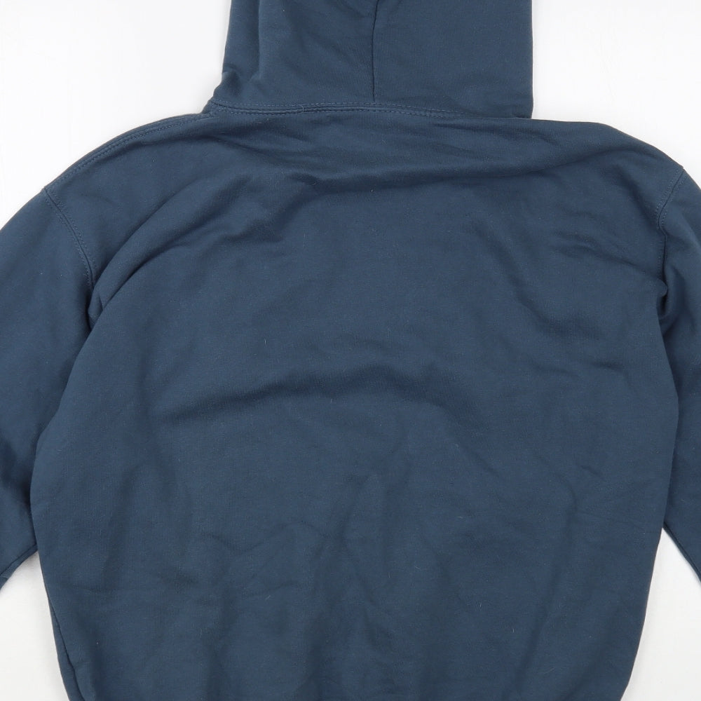 Awdis Mens Blue Cotton Pullover Hoodie Size M - Picture This