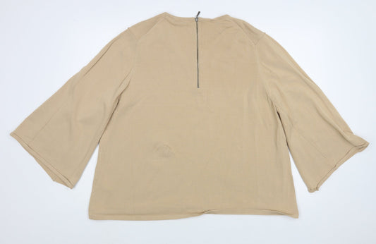 Autograph Womens Beige V-Neck Viscose Pullover Jumper Size 20