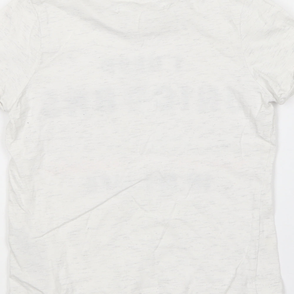Marks and Spencer Girls White Cotton Basic T-Shirt Size 6-7 Years Round Neck - Unicorn