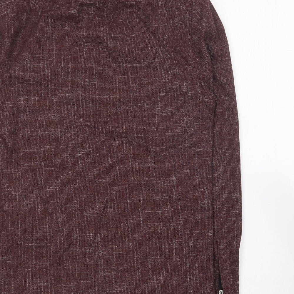 River Island Mens Purple Polyester Button-Up Size XS Collared