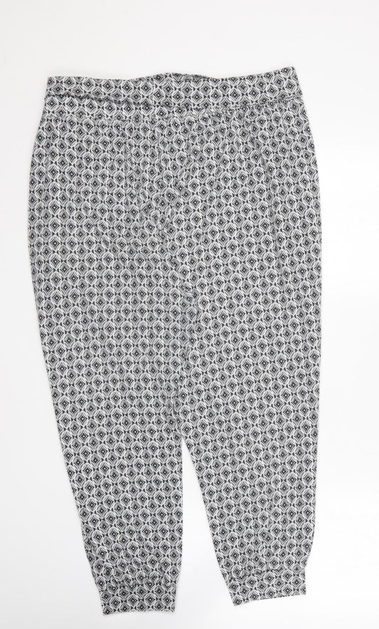 ESMARA Womens Black Geometric Polyester Trousers Size XL L24 in Regular
