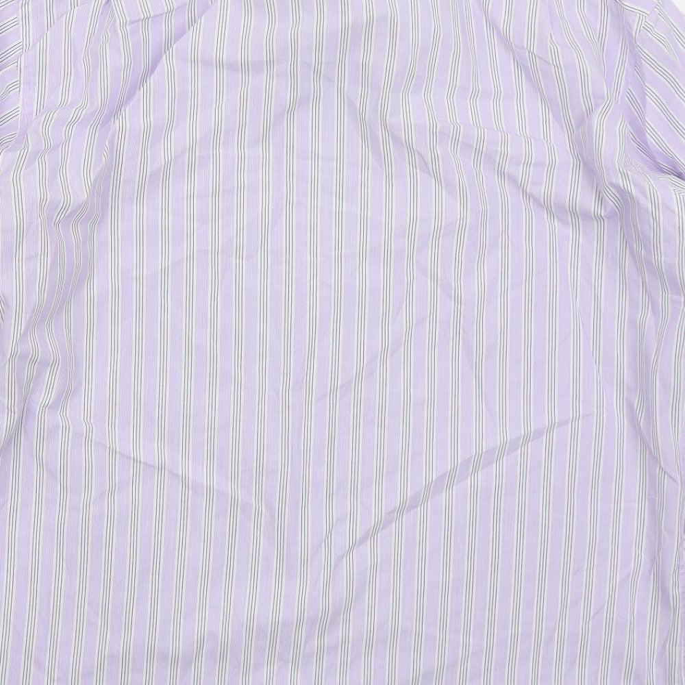 Woolworths Mens Purple Striped Cotton Button-Up Size 15.5 Collared Button