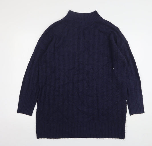 George Womens Blue High Neck Acrylic Pullover Jumper Size M