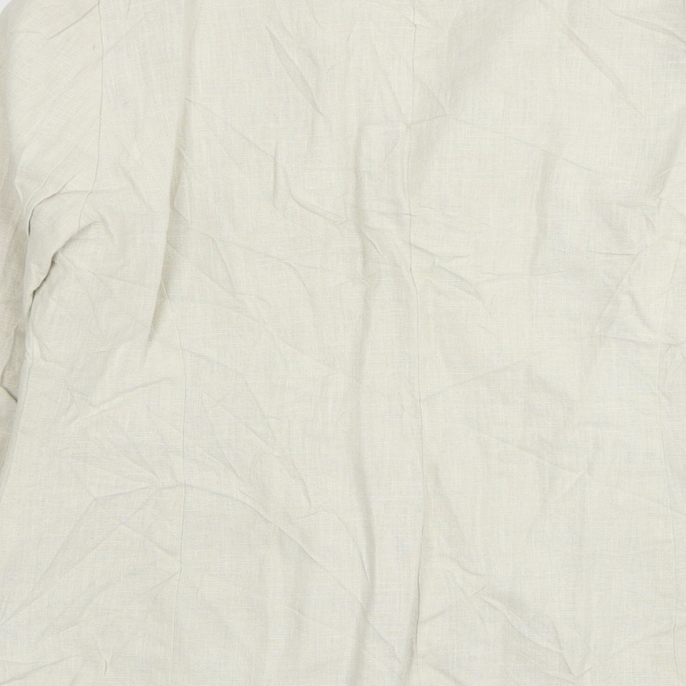 E-vie Womens Beige Ramie Jacket Suit Jacket Size 14