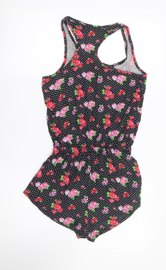 Primark Womens Multicoloured Floral Viscose Romper One-Piece Size 10 Button