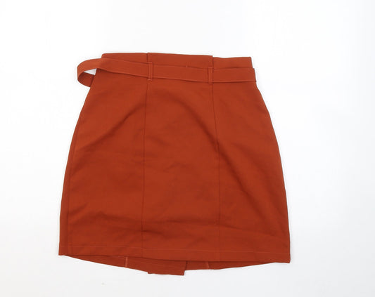 Primark Womens Orange Polyester A-Line Skirt Size 10