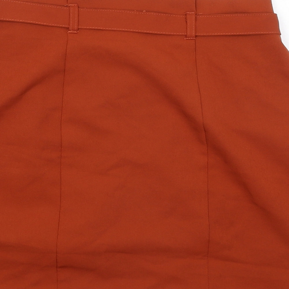 Primark Womens Orange Polyester A-Line Skirt Size 10