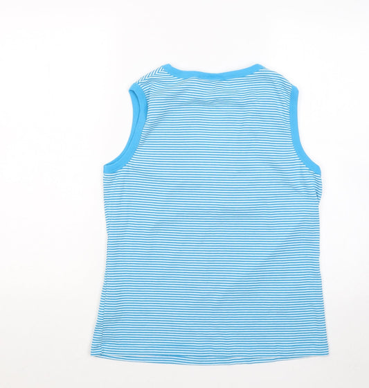 Avenue Womens Blue Round Neck Striped Polyester Vest Jumper Size L