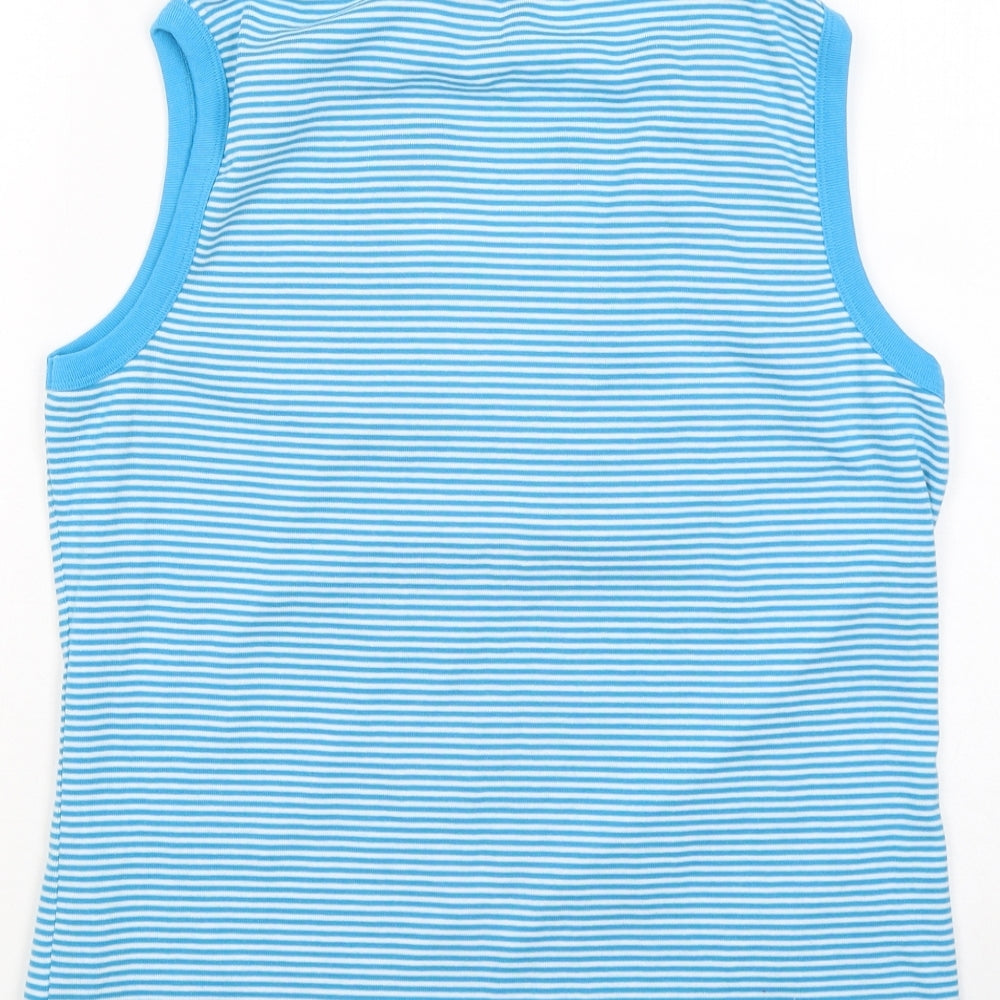 Avenue Womens Blue Round Neck Striped Polyester Vest Jumper Size L