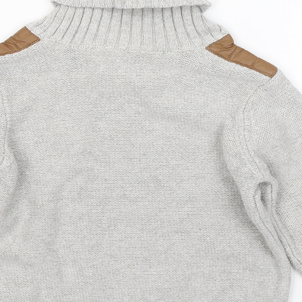 Mothercare Girls Grey Mock Neck Cotton Pullover Jumper Size 2-3 Years