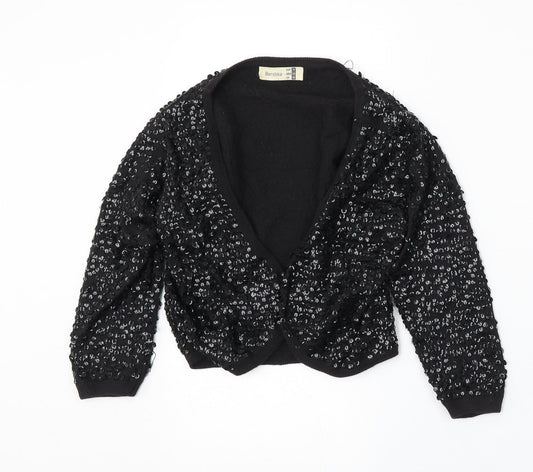 Womens UK Size M Bershka Black Cardigan Jumper