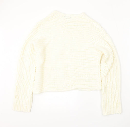 Full Circle Womens Ivory Round Neck Polyester Pullover Jumper Size M