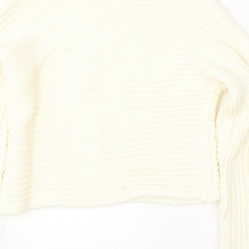 Full Circle Womens Ivory Round Neck Polyester Pullover Jumper Size M