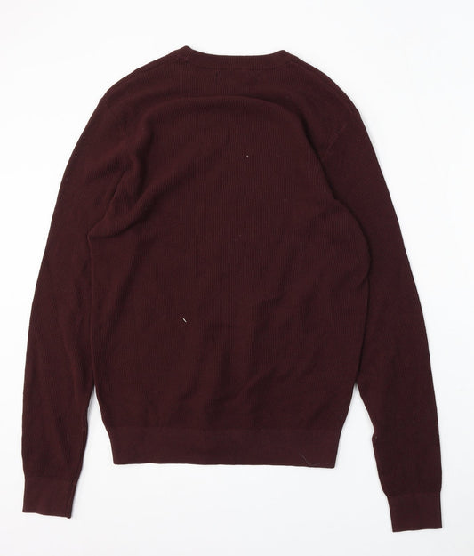 F&F Womens Red Round Neck Cotton Pullover Jumper Size M