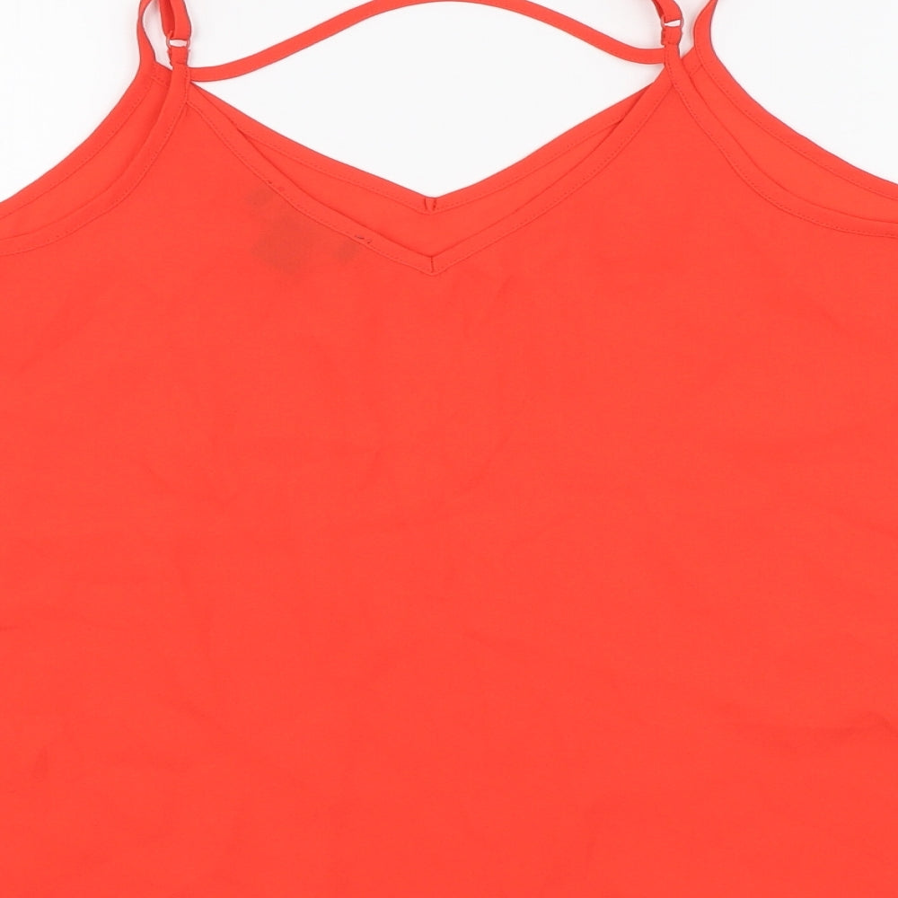 Primark Womens Orange Polyester Basic Blouse Size 12 Round Neck