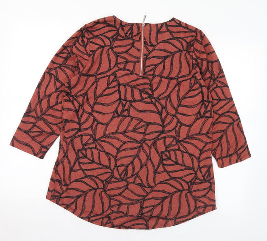 Viz A Viz Womens Brown Round Neck Geometric Polyester Pullover Jumper Size 14 - 14-16