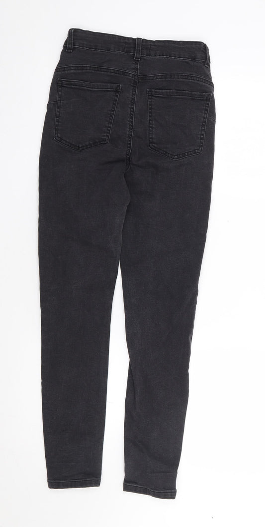 Primark Womens Black Cotton Skinny Jeans Size 10 L28 in Regular Zip
