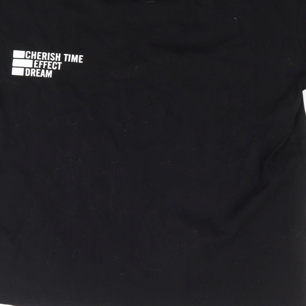 Womens UK Size S Dazy Black Jersey T-Shirt