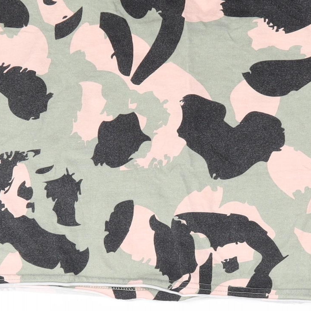 ellesse Womens Green Camouflage 100% Cotton Cropped T-Shirt Size 4 Crew Neck