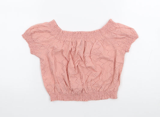 Womens UK Size 6 H&M Pink Cropped T-Shirt
