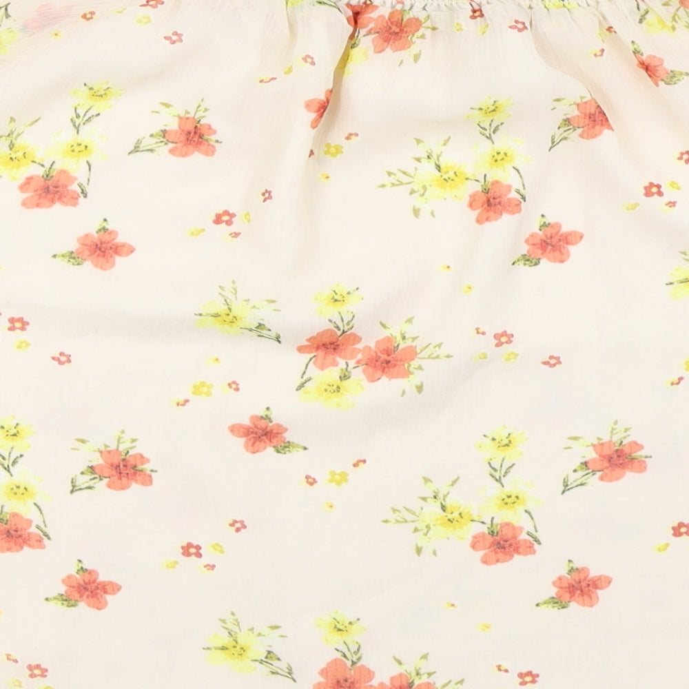 F&F Womens Pink Floral Polyester Basic Blouse Size 12 Off the Shoulder