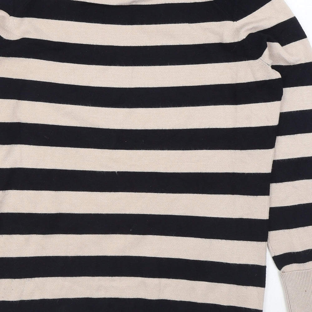 Gallery Womens Black Boat Neck Striped Viscose Pullover Jumper Size S