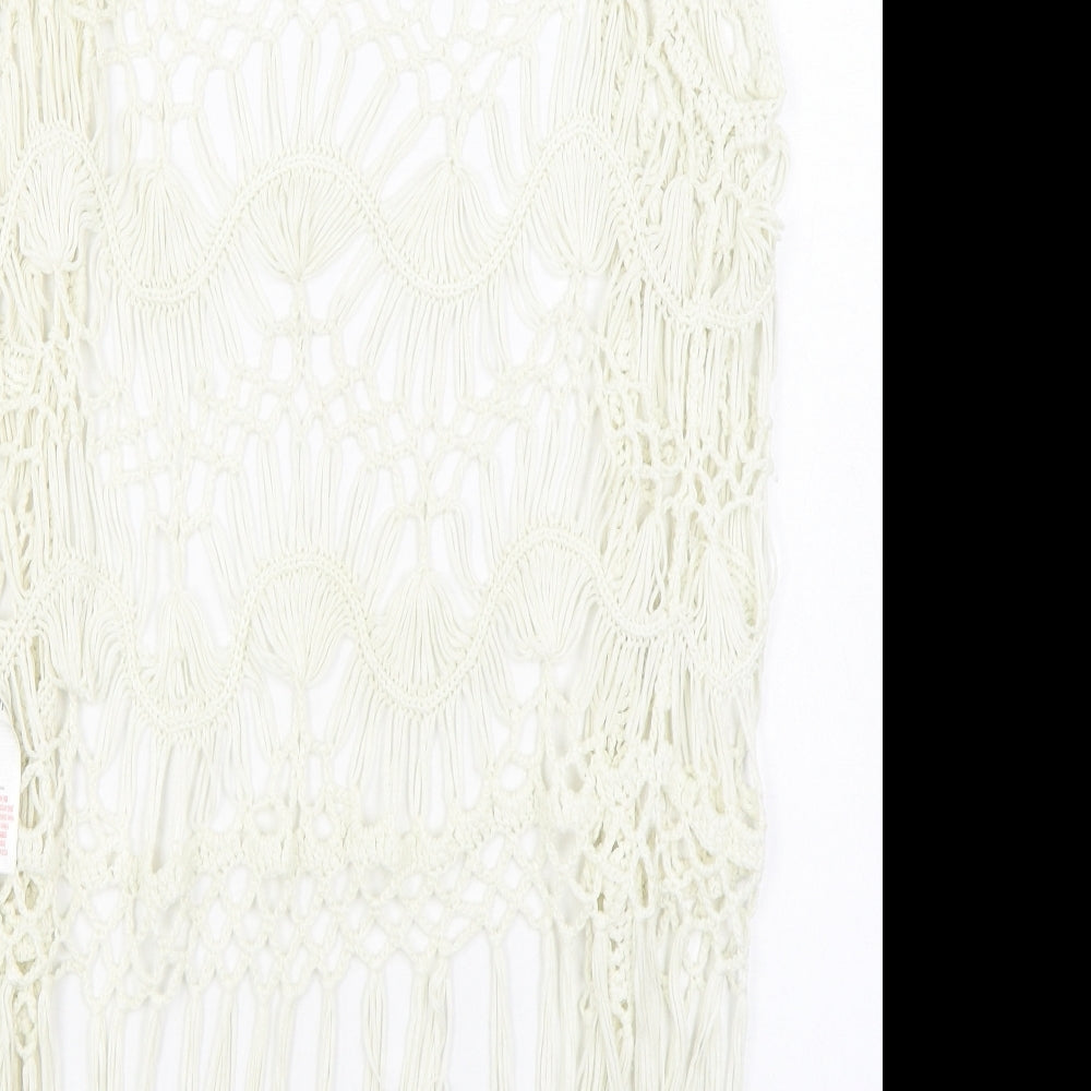 F&F Womens White V-Neck Acrylic Cardigan Jumper Size S