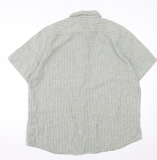Mens UK Size 2XL Dunnes Stores Green Button-Up Short Sleeve Casual Shirt