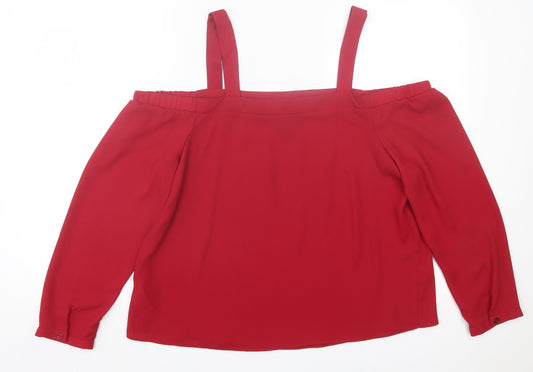 Womens UK Size 14 New Look Red Basic Blouse