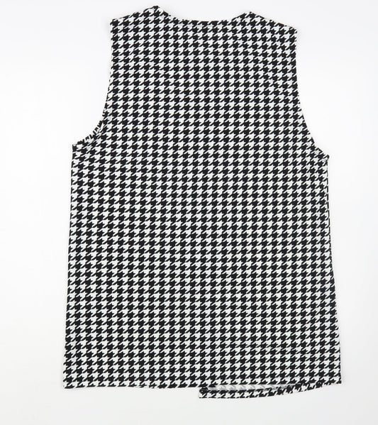 SheIn Womens Black Houndstooth Jacket Waistcoat Size L