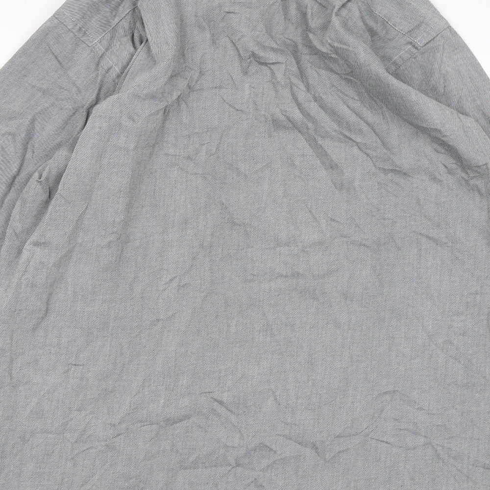 Rochas Mens Grey Cotton Button-Up Size 16 Collared