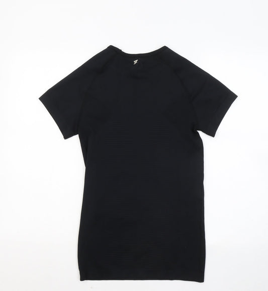 Womens UK Size 12 WORKOUT Black Basic T-Shirt
