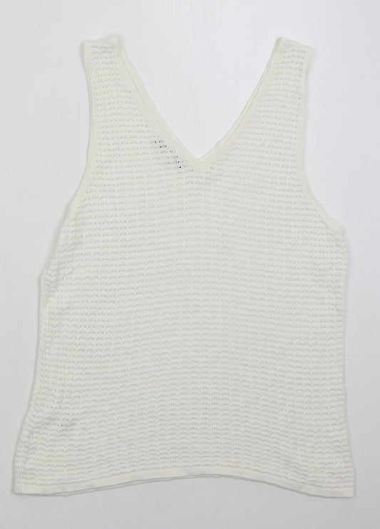 Great Plains Womens White Viscose Basic Tank Size 14 V-Neck