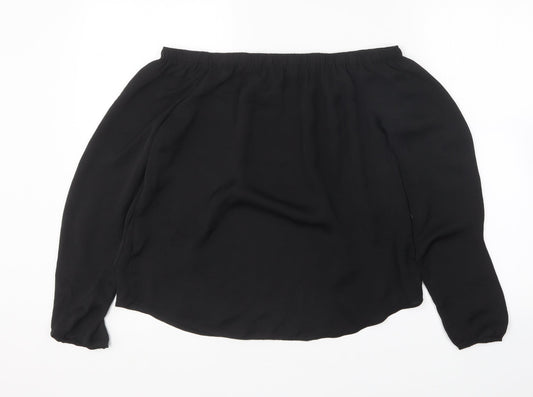 George Womens Black Polyester Basic Blouse Size 10 Off the Shoulder