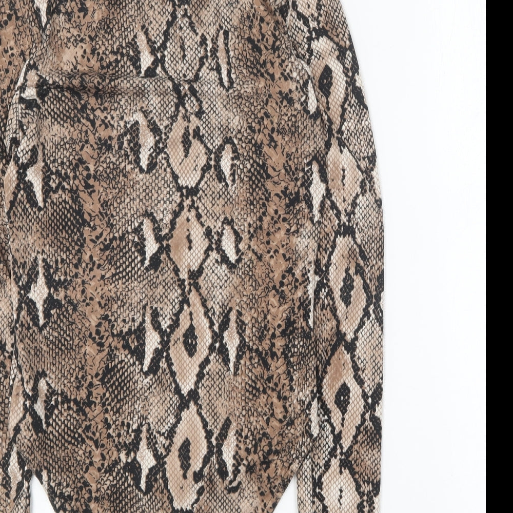 Brave Soul Womens Brown Animal Print Polyester Bodysuit One-Piece Size XS