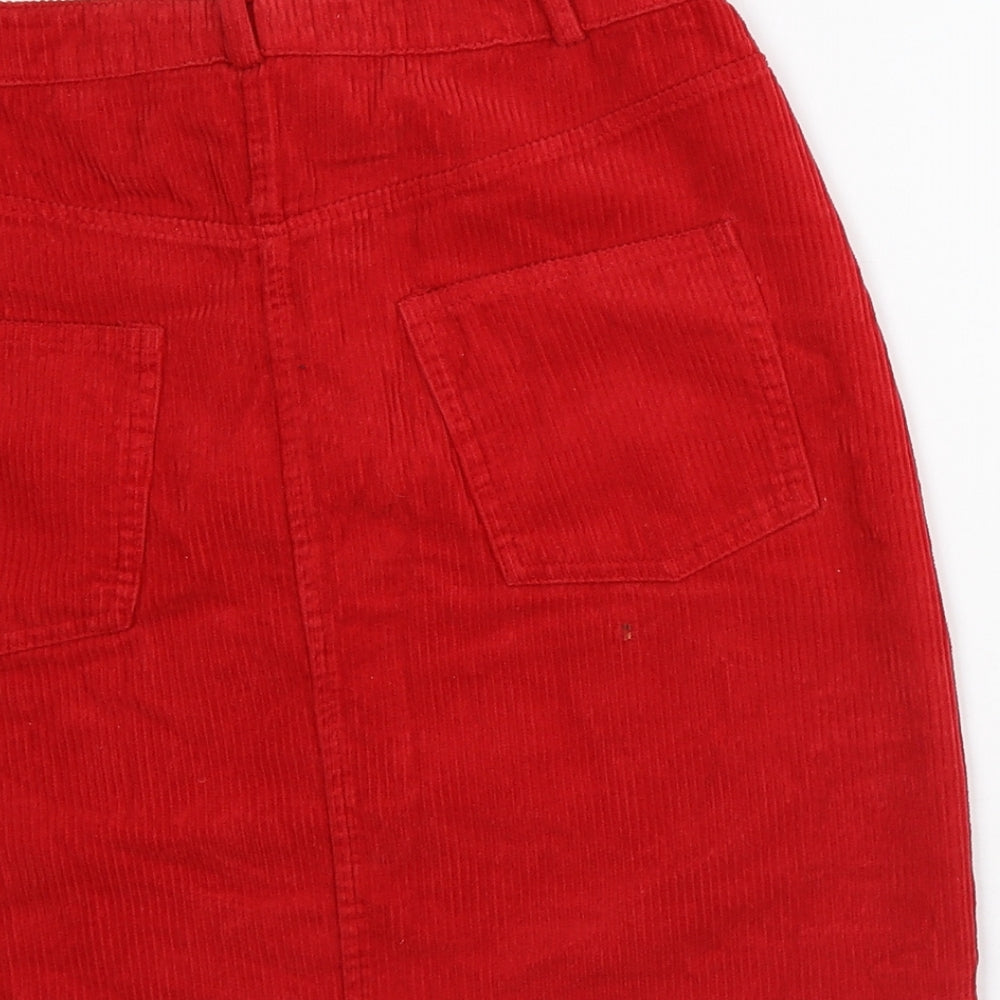 New Look Womens Red Cotton Straight & Pencil Skirt Size 6