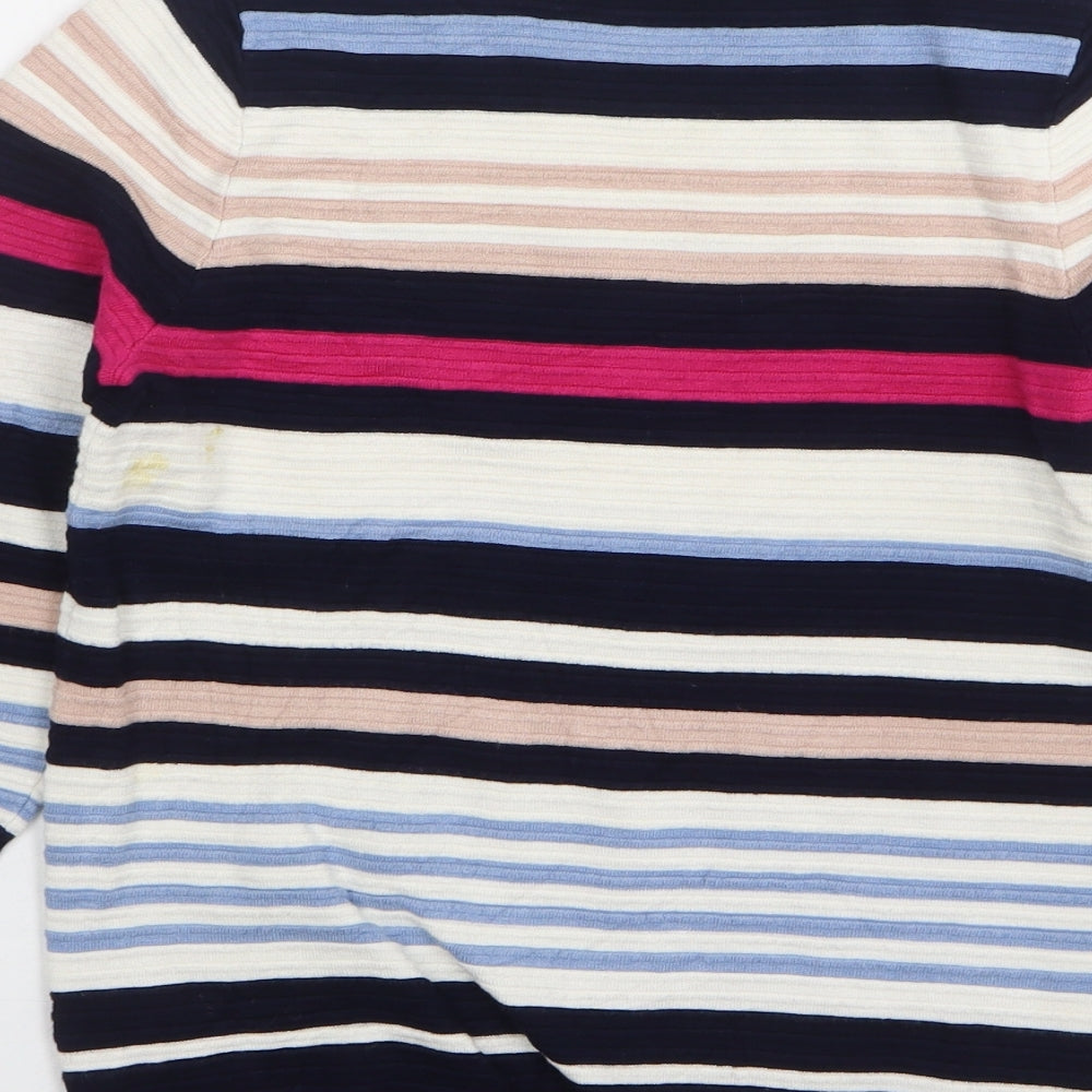 F&F Womens Multicoloured Round Neck Striped Cotton Pullover Jumper Size 6